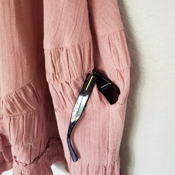 Free People Mauve So Scenic Flowy Cotton Mini Dress Size L Breathable Airy Boho - Picture 13 of 16